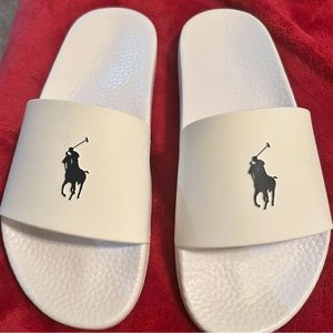 Polo by Ralph Lauren Men’s EVA Slides White/Navy Pony Size 10 NWOT!
